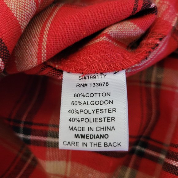 NWOT Love Tree Red Black Plaid Button Down Shirt Women's sz Medium - Picture 7 of 9